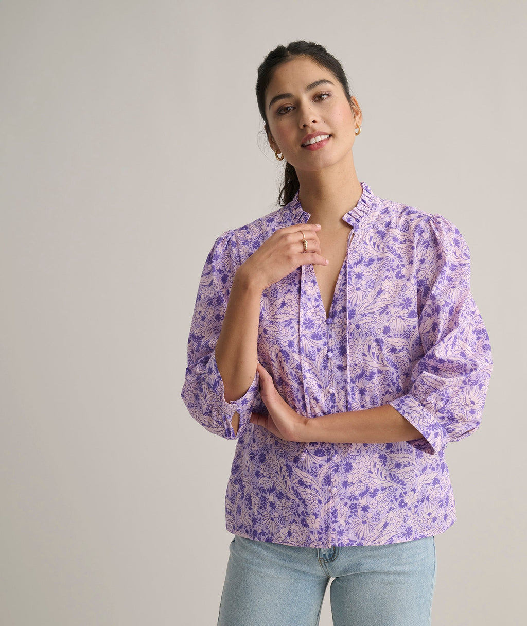 Cotton V-Neck Charlie Shirt