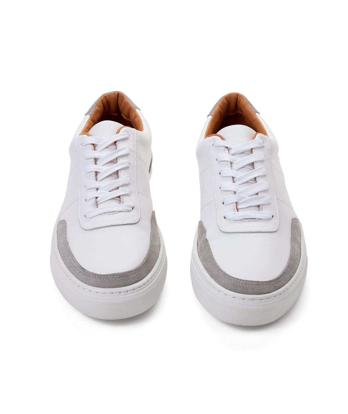 Contrast Leather Lace-Up Sneakers