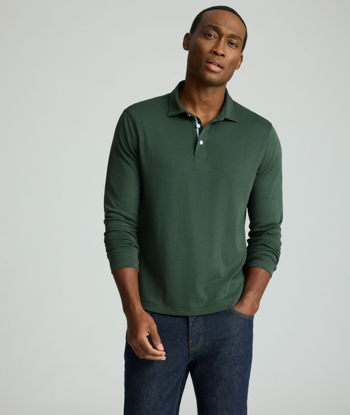 Wrinkle-Free Damaschino Long-Sleeve Polo - FINAL SALE