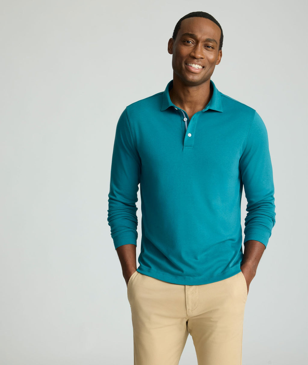 Wrinkle-Free Damaschino Long-Sleeve Polo - FINAL SALE