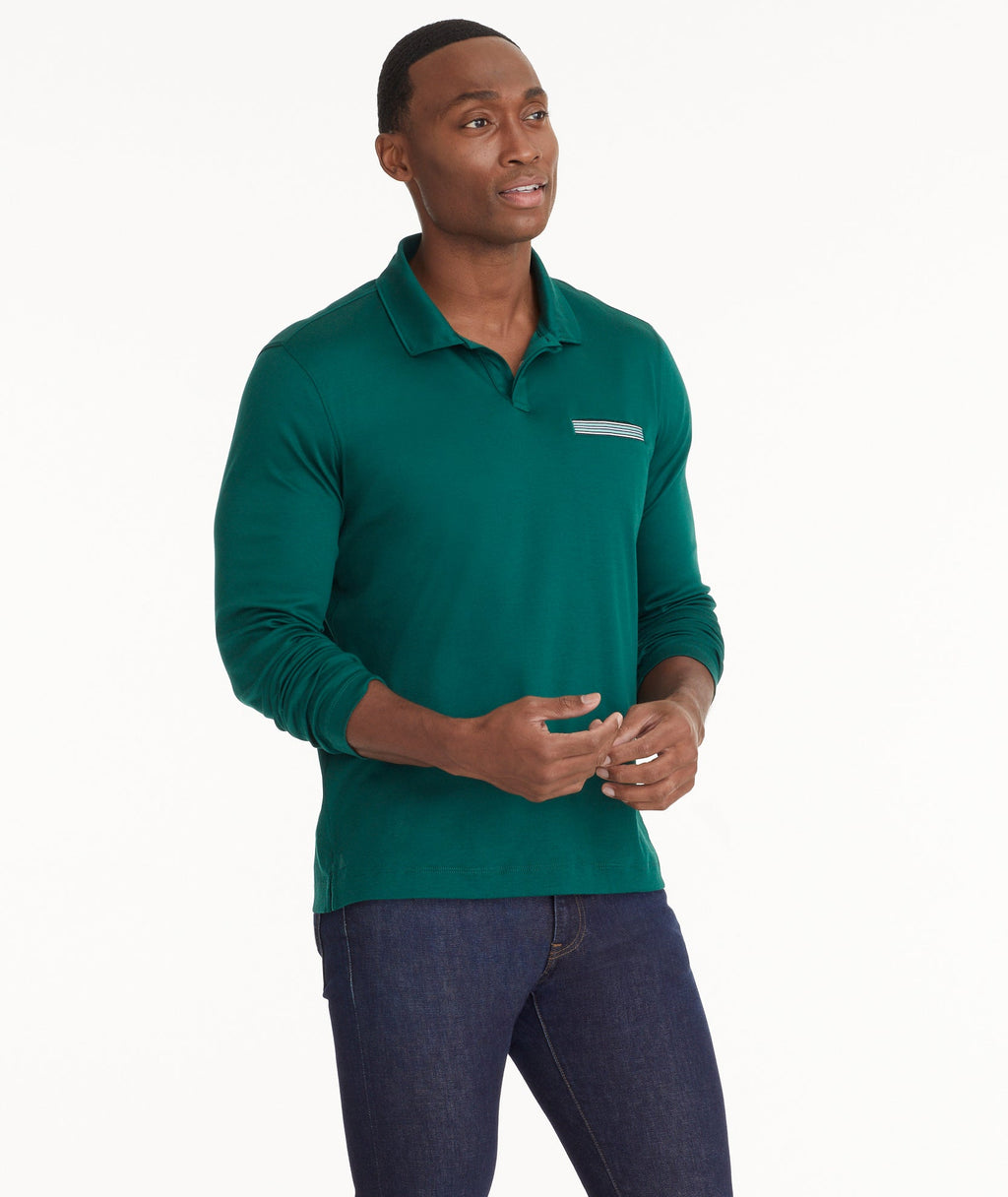 Wrinkle-Free Long-Sleeve Damaschino Polo - FINAL SALE
