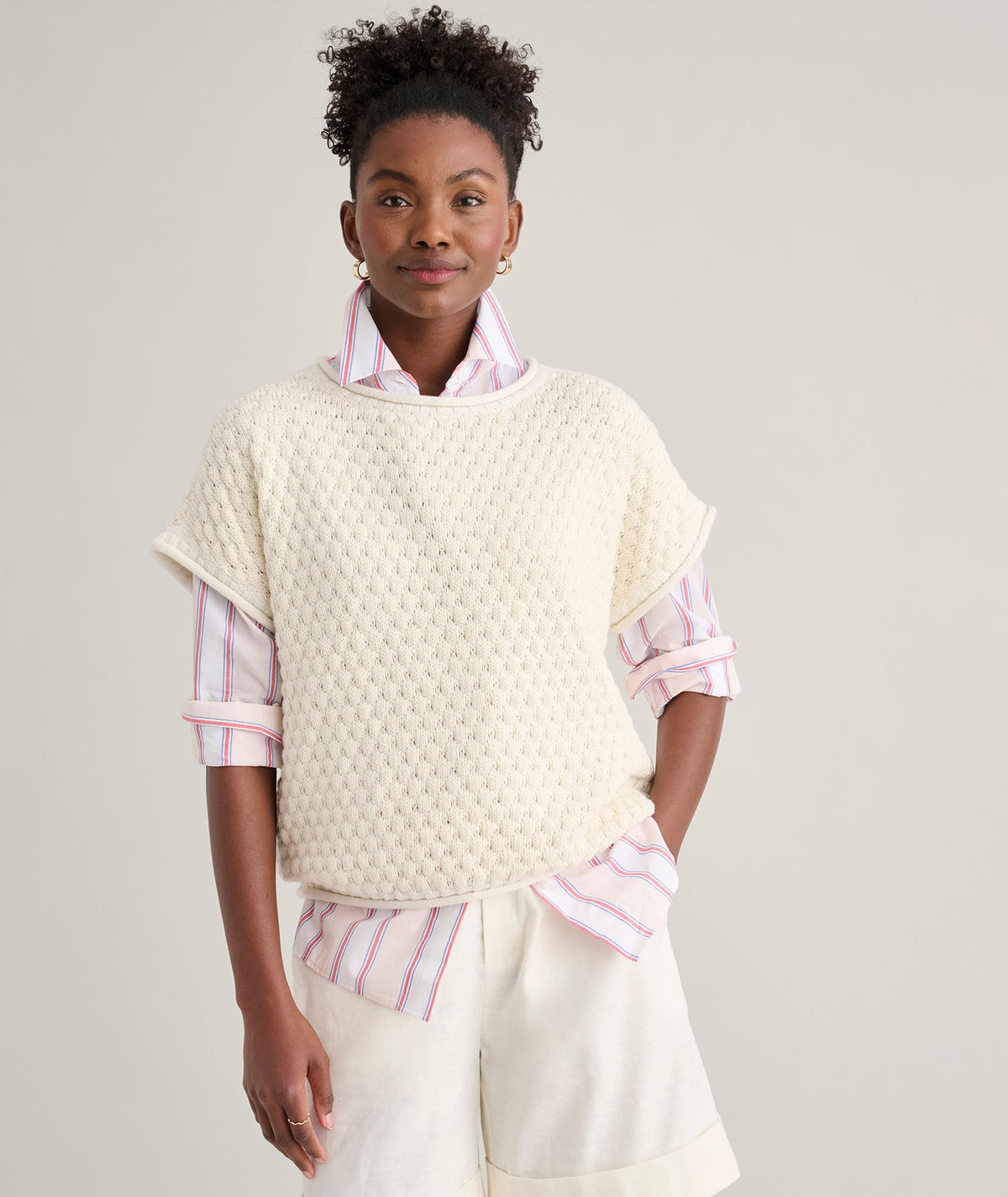 Cotton Cap Sleeve Emily Sweater