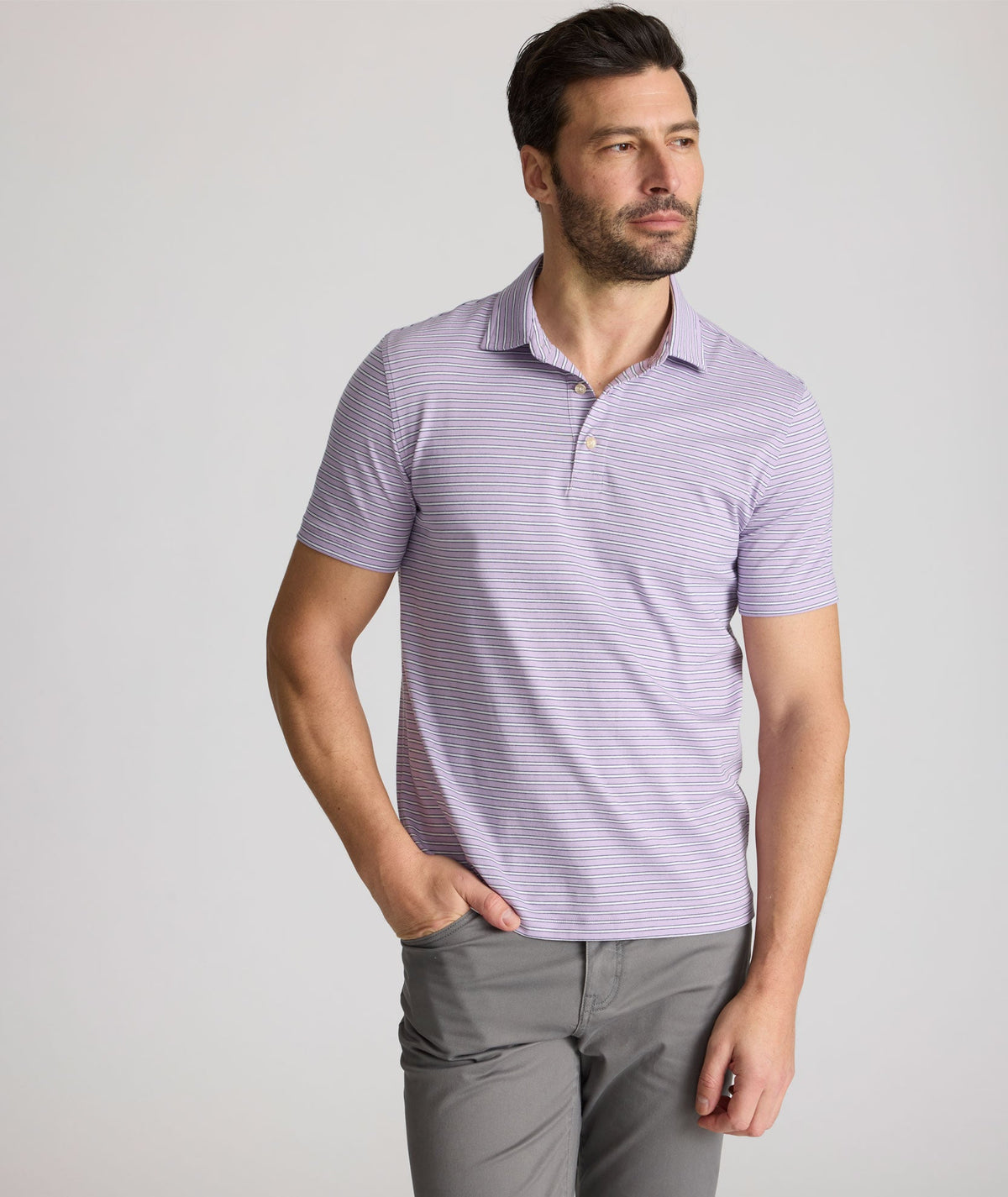 Striped Jersey Performance Polo