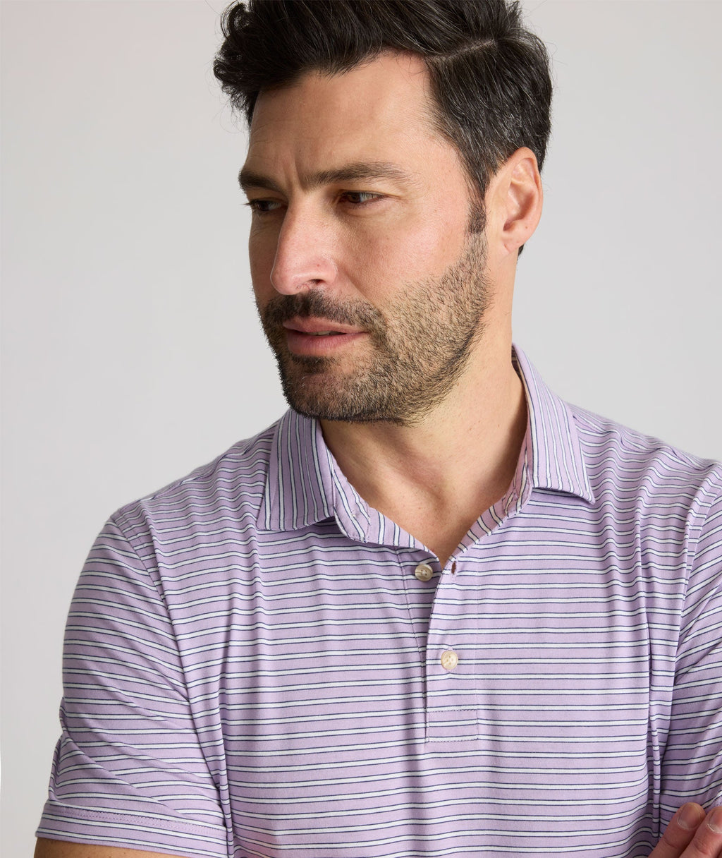Striped Jersey Performance Polo