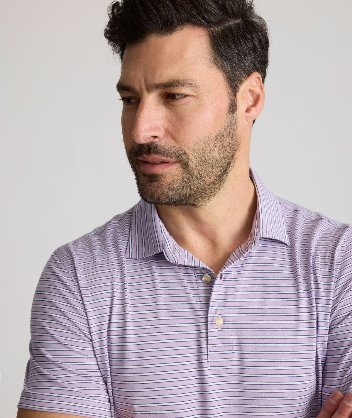 Striped Jersey Performance Polo