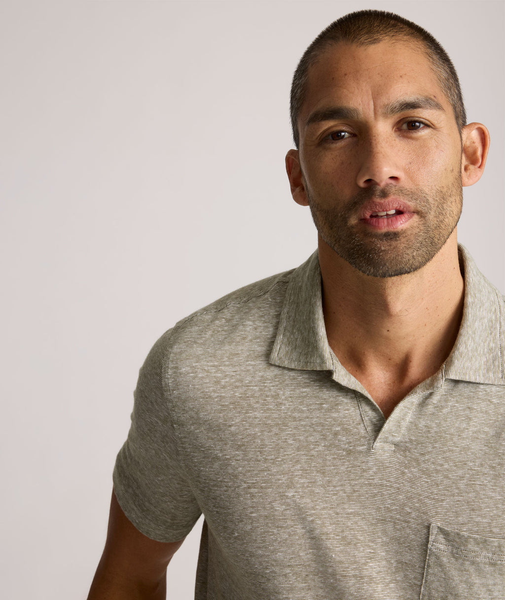 Cotton-Linen Johnny Collar Polo - FINAL SALE