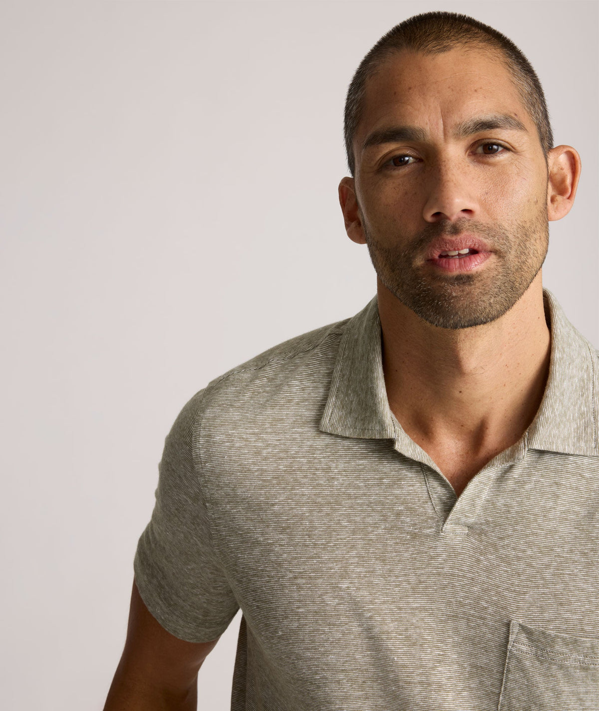 Cotton-Linen Johnny Collar Polo - FINAL SALE