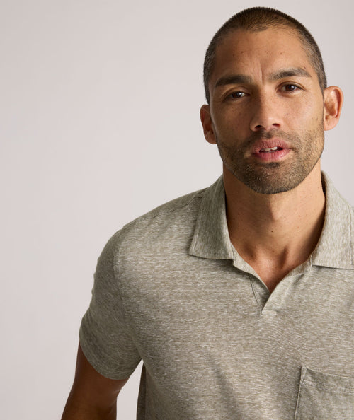 Cotton-Linen Johnny Collar Polo - FINAL SALE