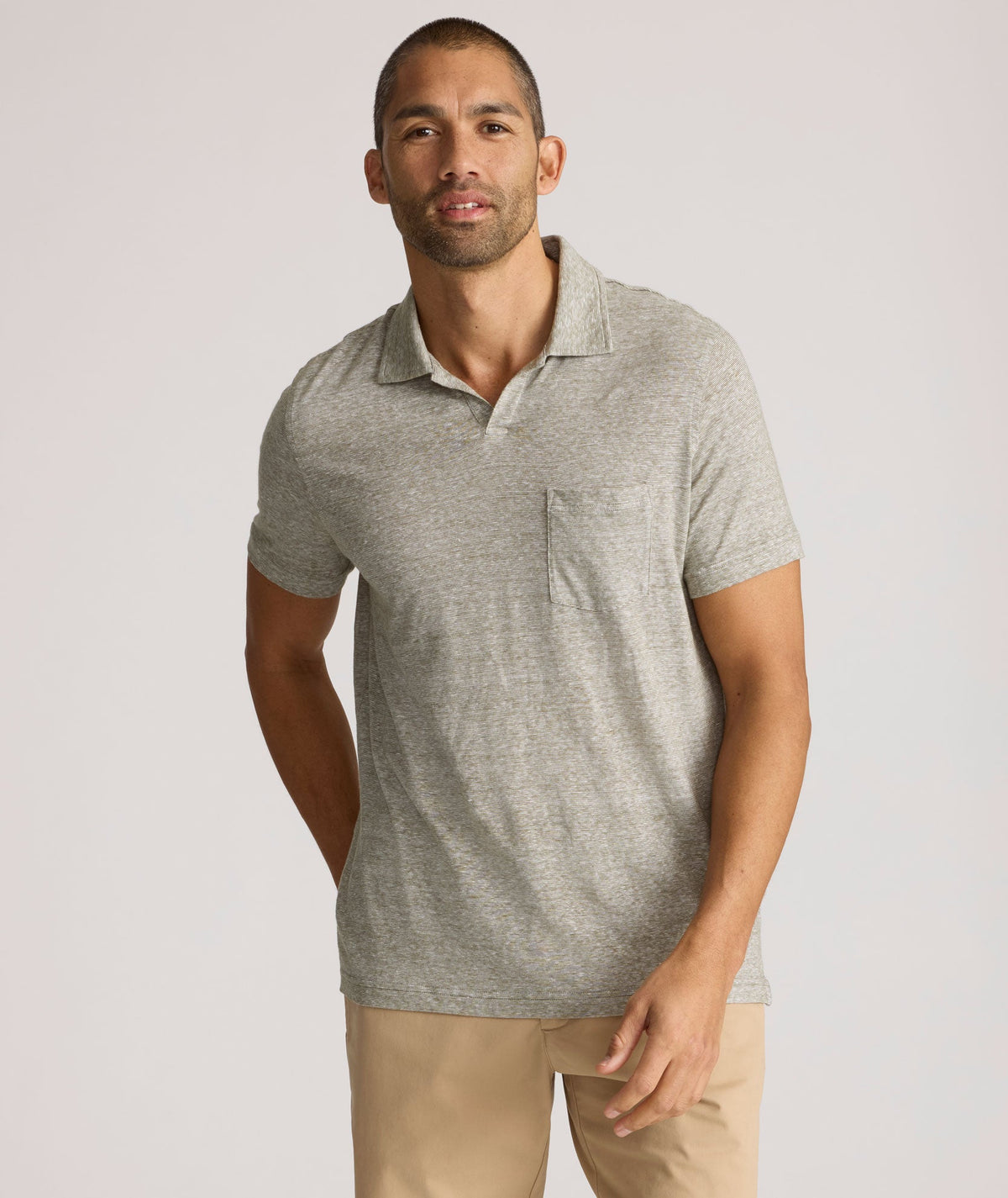 Cotton-Linen Johnny Collar Polo - FINAL SALE