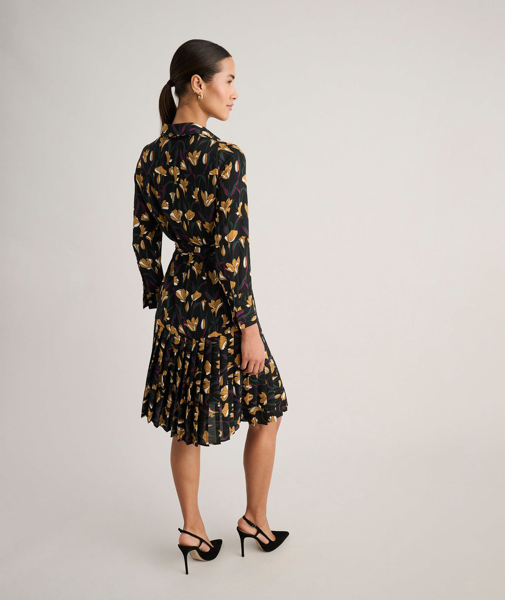 Pleated Janice Midi Shirt Dress