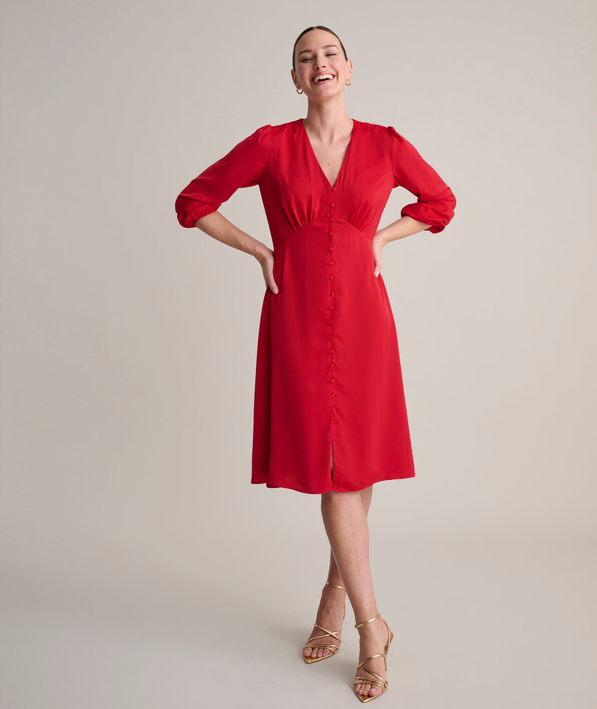 Satin V-Neck Malorie Dress