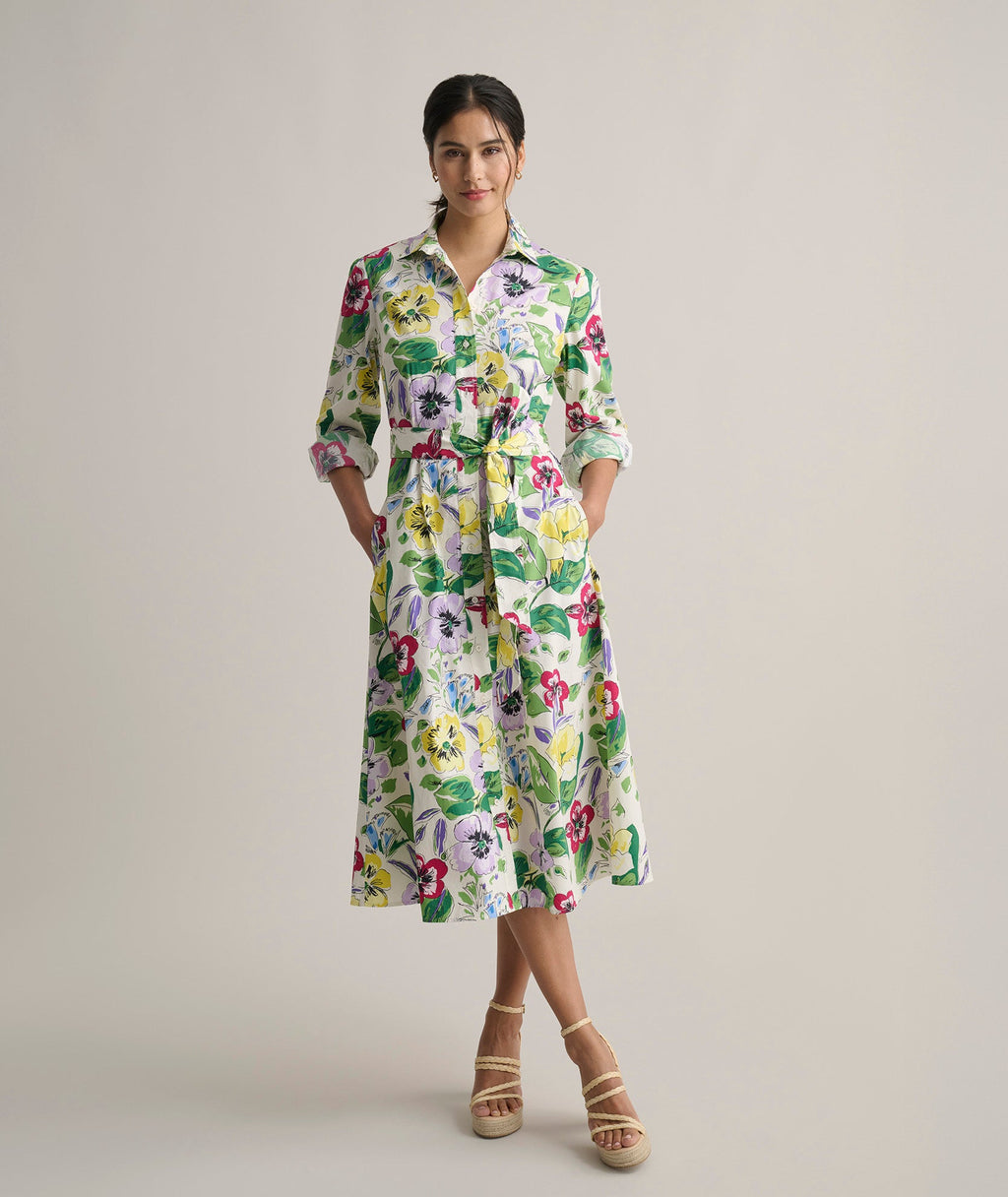 Stretch Cotton Floral Mariah Shirt Dress