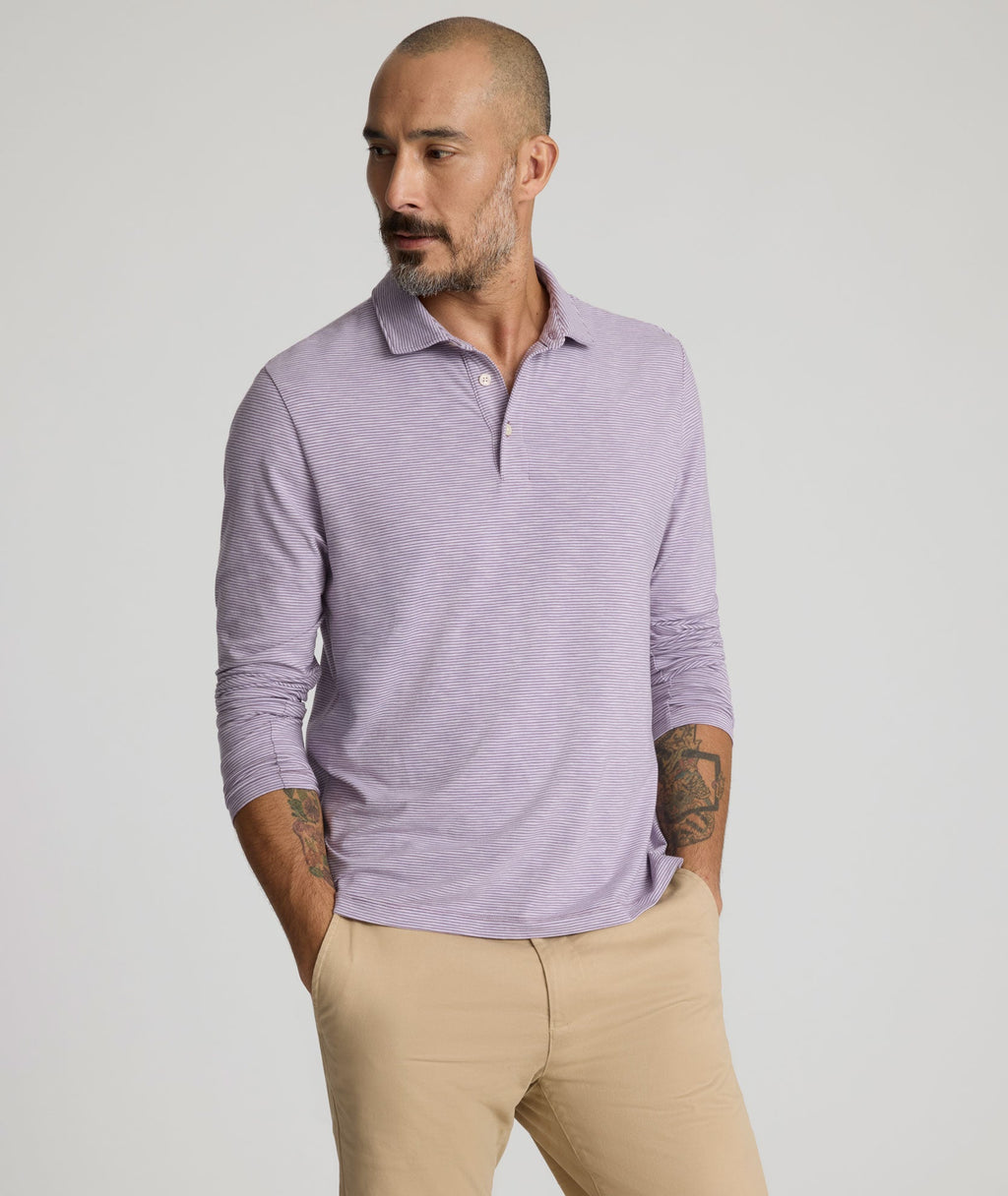 Jersey Slub Long-Sleeve Polo - FINAL SALE