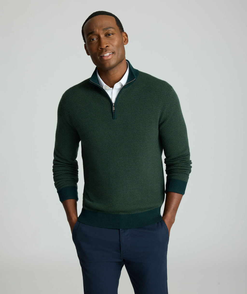 Textured Merino Wool Quarter-Zip Sweater - FINAL SALE