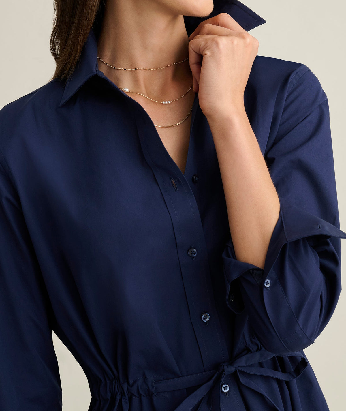 Stretch Poplin Taylor Shirtdress