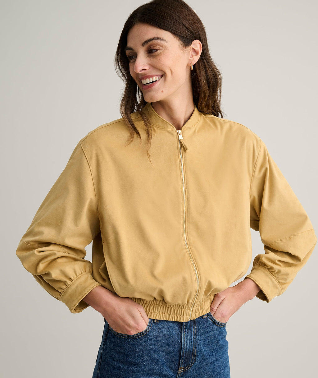 Faux Suede Zadie Bomber Jacket